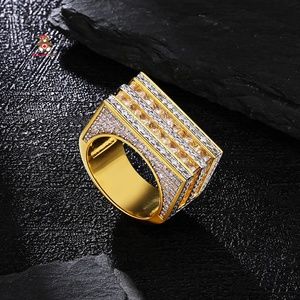 18K Gold Filled Mens High Quality Cubic Zirconia Ring Size 9,10